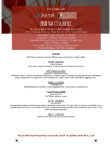 Menu for Fishsauce and Mole dinner