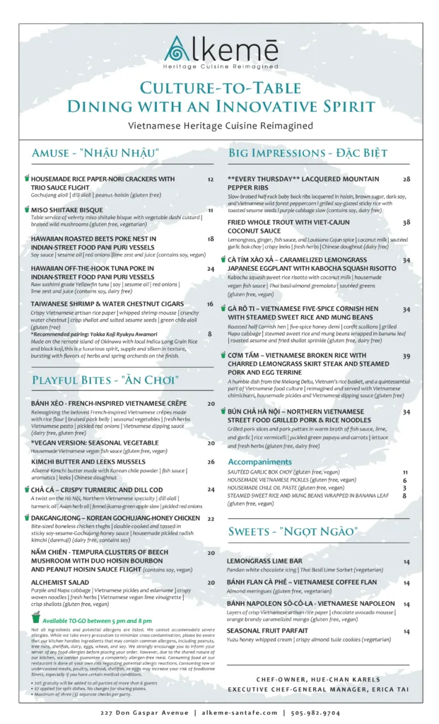 spring ala cart menu 2025