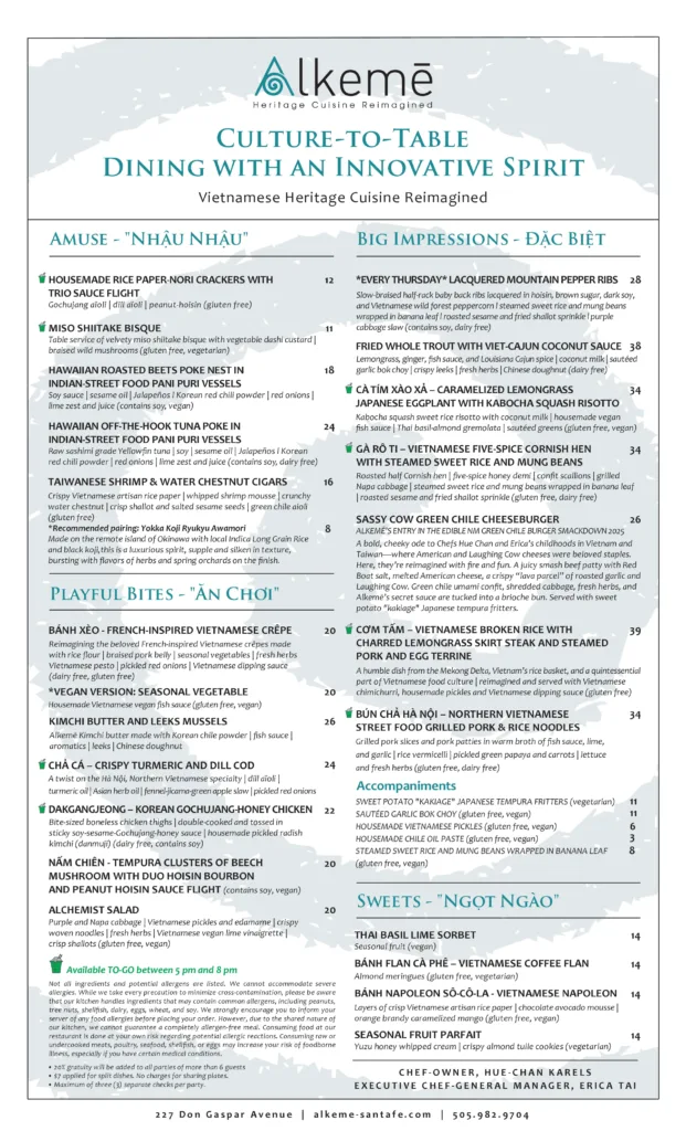 Ala Carte Menu June 28, 2025