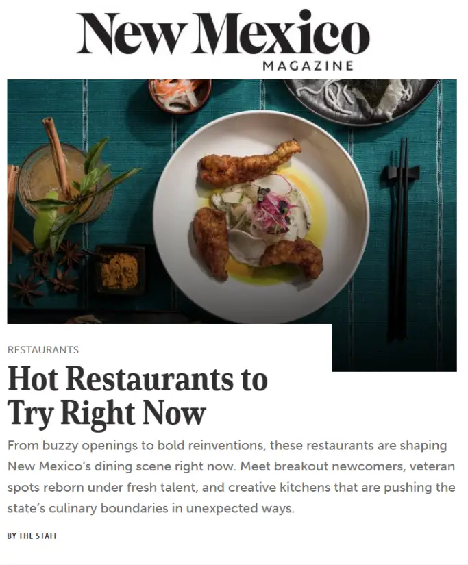New Mexico Magazine Hot Restaurants to Try Right Now